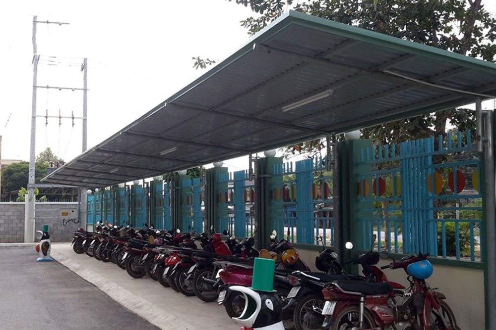 Mái che nhà để xe quán cafe, trà sữa, nhà hàng