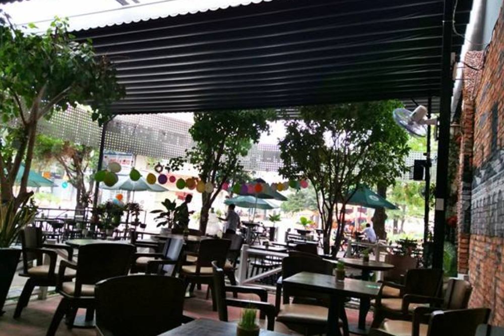 Mái bạt xếp, mái xếp nhà hàng, quán ăn, cafe